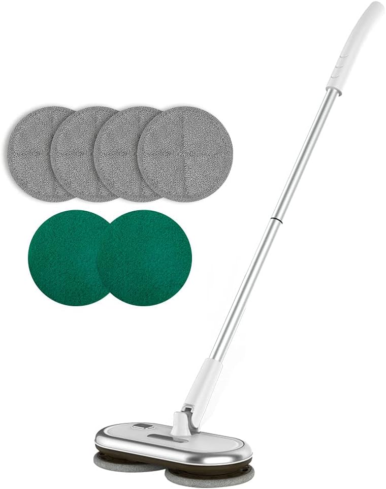 GOBOT Electric Mop with Motorized Dual Spin Mopheads, Lightweight & Rechargeable,4 Microfiber Pads & 2 Floor Scrubber Pads, Cleaning & Waxing for Laminate/Hardwood Floor/Bathroom Wall/Window/Tile Pack of 2