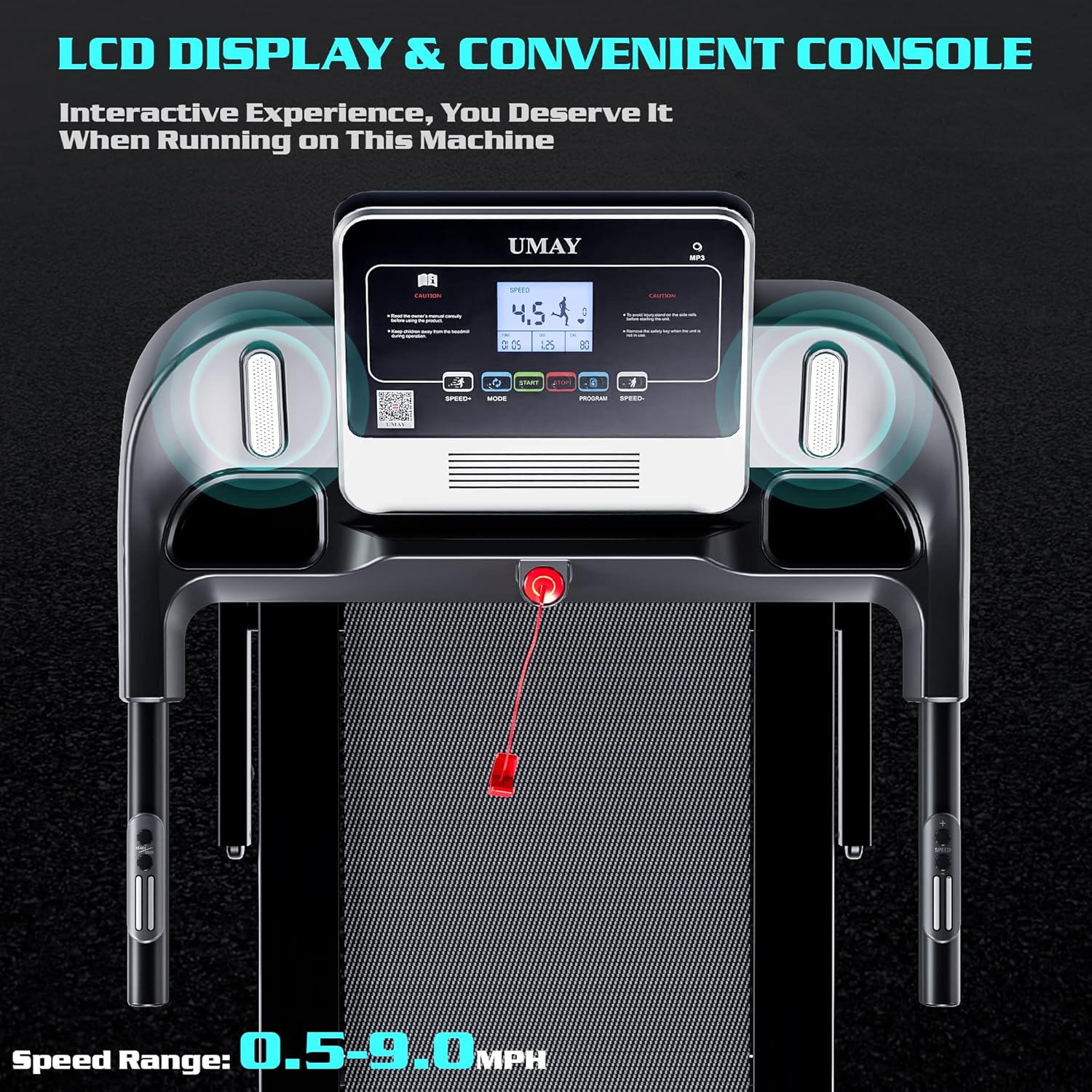 UMAY Folding Treadmill, Portable Treadmill with Incline, Foldable Treadmill for Home Gyms, Motorized Running Machine with Transport Wheels for Small Space