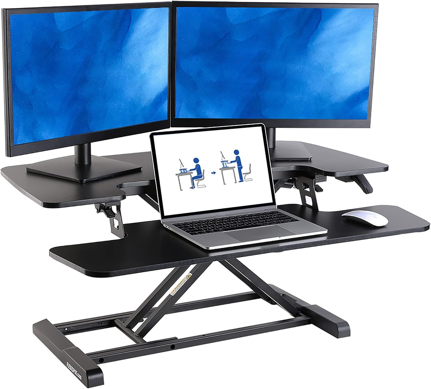 FLEXISPOT Standing Desk Converter - 35 Inch Height Adjustable Stand Up Desk Riser, Black Home Office Desk for Dual Monitors and Laptop (M7MB)