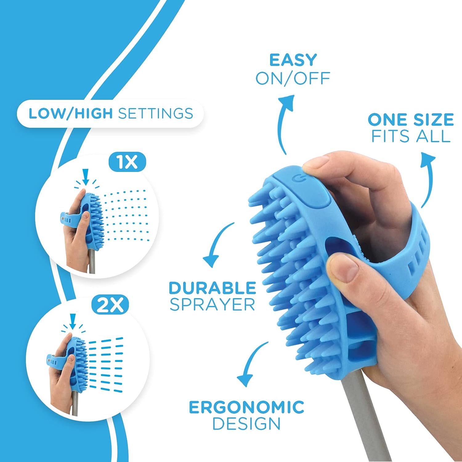Aquapaw Pro Dog Bath Brush - Dog Brush Sprayer & Scrubber in One - Hose & Shower Attachment - Dog Wash, Dog Hair Brush, Easy Bathing, Grooming & Shedding- Pet, Cat, Dog Bathing Station Supplies Pack of 2