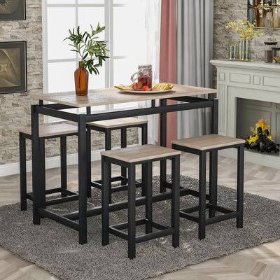 Giro 5 - Piece Counter Height Dining Set Ebern Designs Table Top Color: Dark Brown, Chair Color: Dark Brown/Black