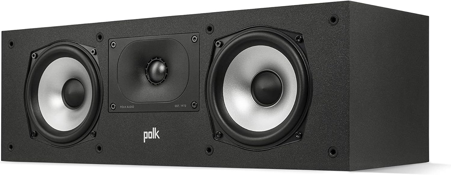 Polk Audio CS1 Series II Center Channel Speaker | Unique Design | Stand Alone or a Complement to Monitor 40, 60, and 70 Speakers | Detachable Grille | Black