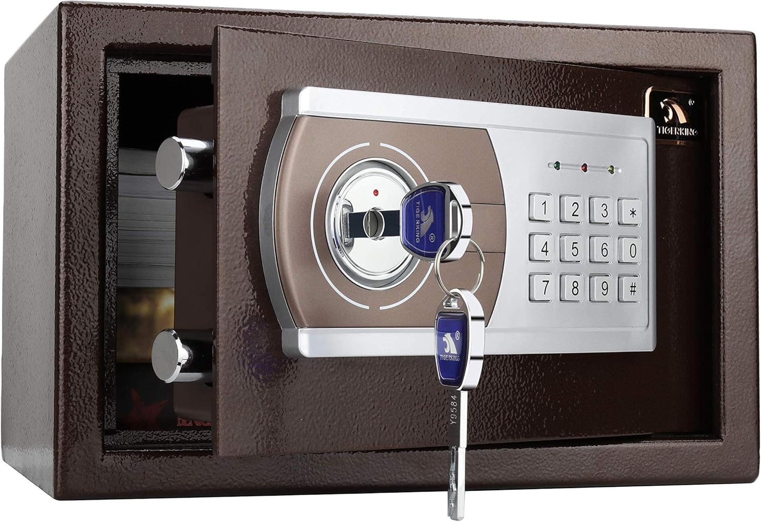 TIGERKING Personal Safe Security Digital Lock Box Key Combination Code Safe Box Steel Money Box Electronic Small Safes for Home, Office, Hotel Pack of 2