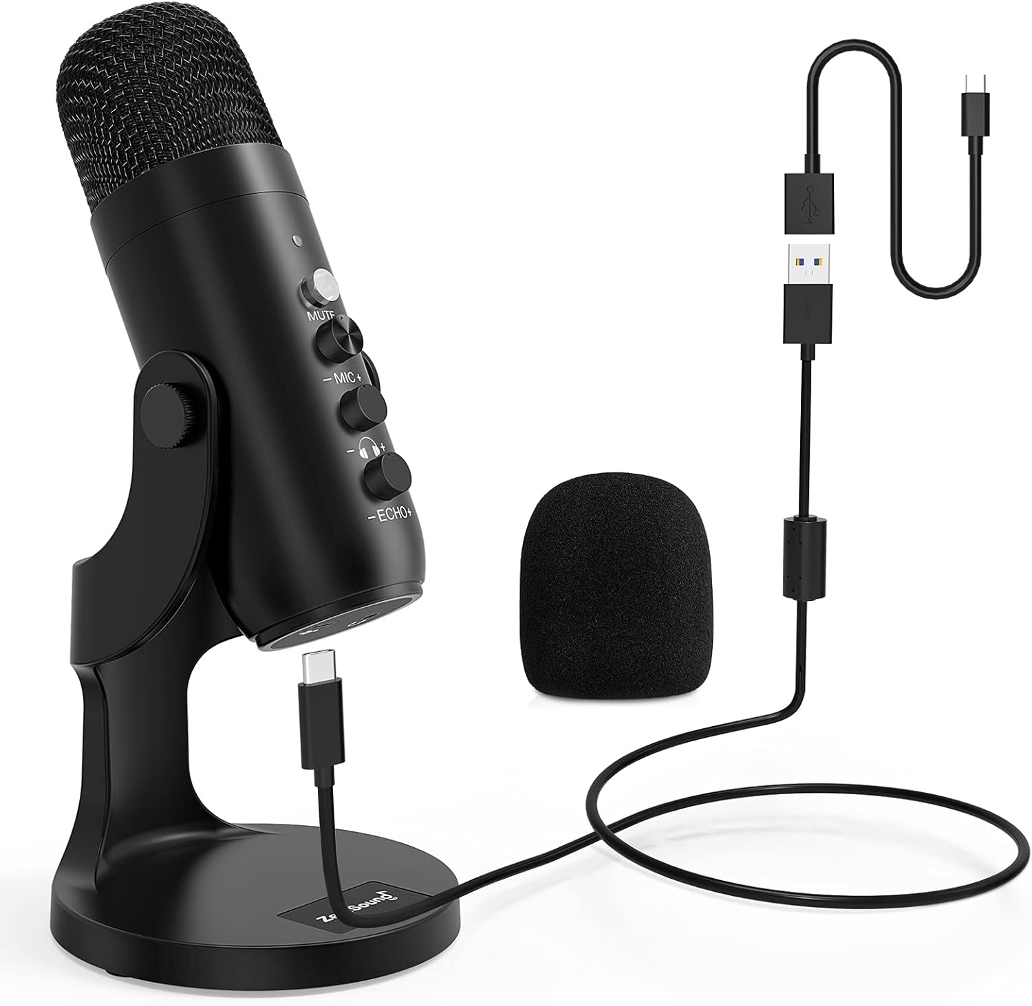 ZealSound USB Microphone,Condenser Computer PC Mic,Plug&Play Gaming Microphones for PS 4&5.Headphone Output&Volume Control,Mic Gain Control,Mute Button for Vocal,YouTube Podcast on Mac&Windows(Black)