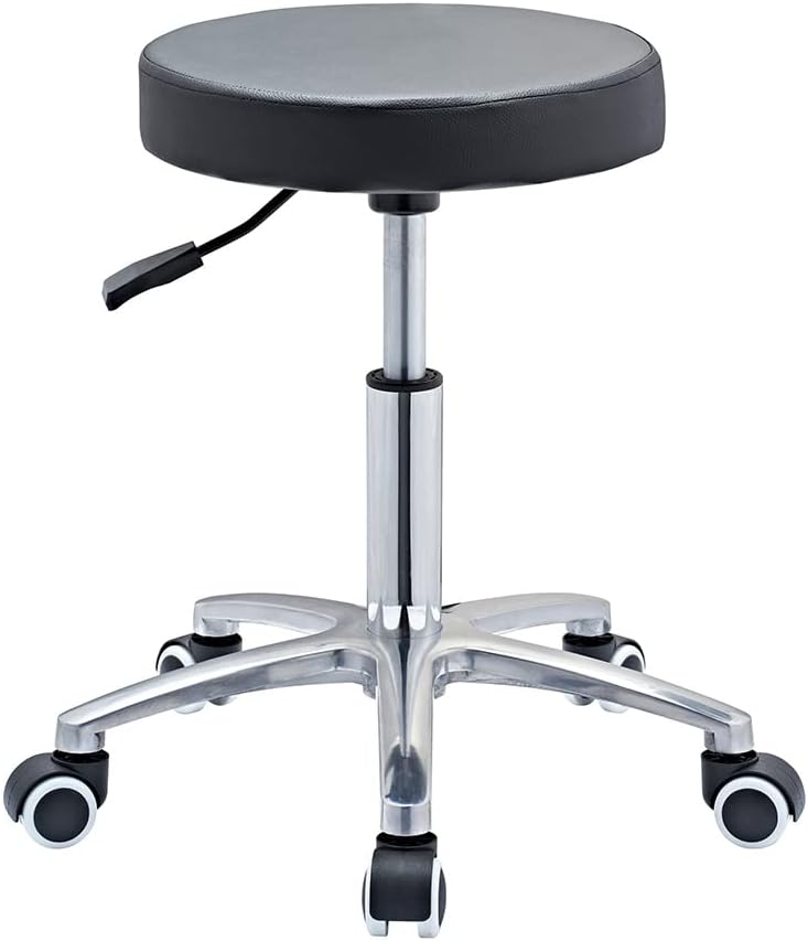 CHAOEEMY Rolling Stool - Adjustable Stool with Wheels - Soft Swivel Workbench Stool- Desk Stool Chair for Kitchen, Salon, Spa, Tattoo, Pedicure - Massage Stool Salon Stool Esthetician Chair &ndash; Black