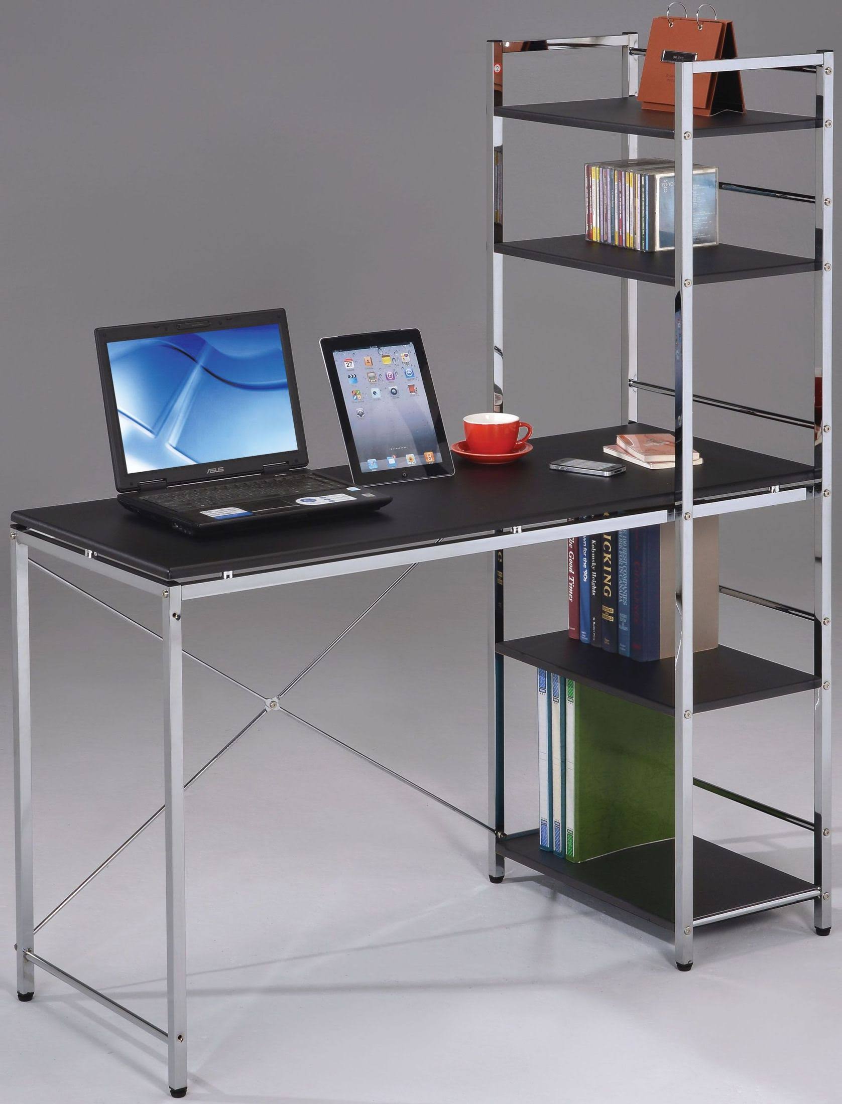 Acme Elvis Computer Desk Shelves Black Chrome
