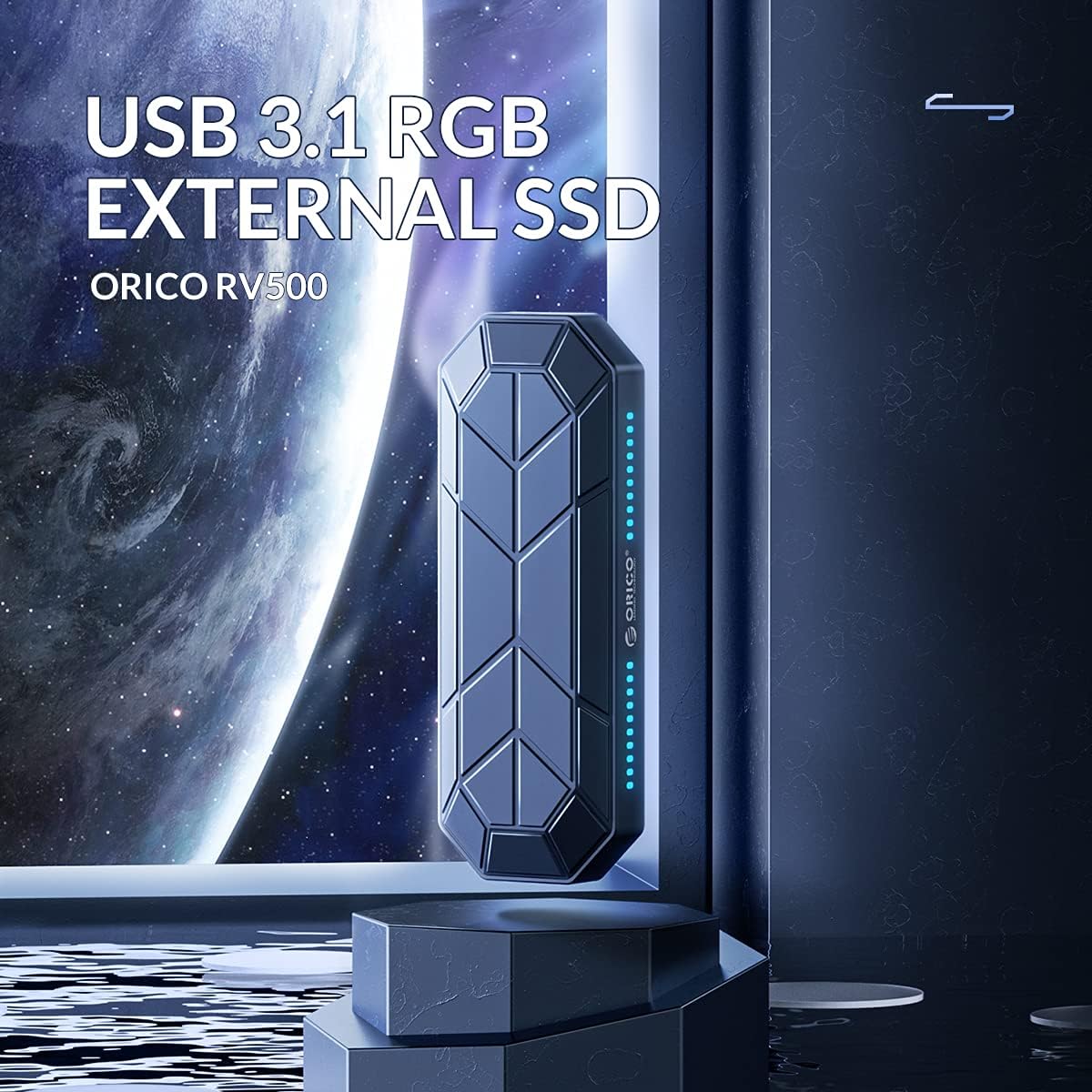 ORICO RGB 256G Portable SSD USB 3.1 Gen2 Type-C Speed up to 940MB/s Gaming and Personal External SSD-RV500 Pack of 2