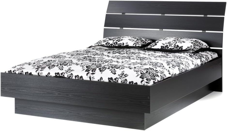 Tvilum Scottsdale Bed with with Slats, Queen, Black Wood Grain