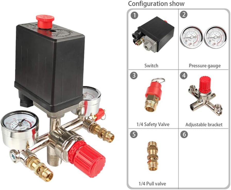 Air compressor pressure valve pressure switch manifold regulator instrument air compressor pressure switch control valve 90-120PSI (vertical switch) Pack of 2