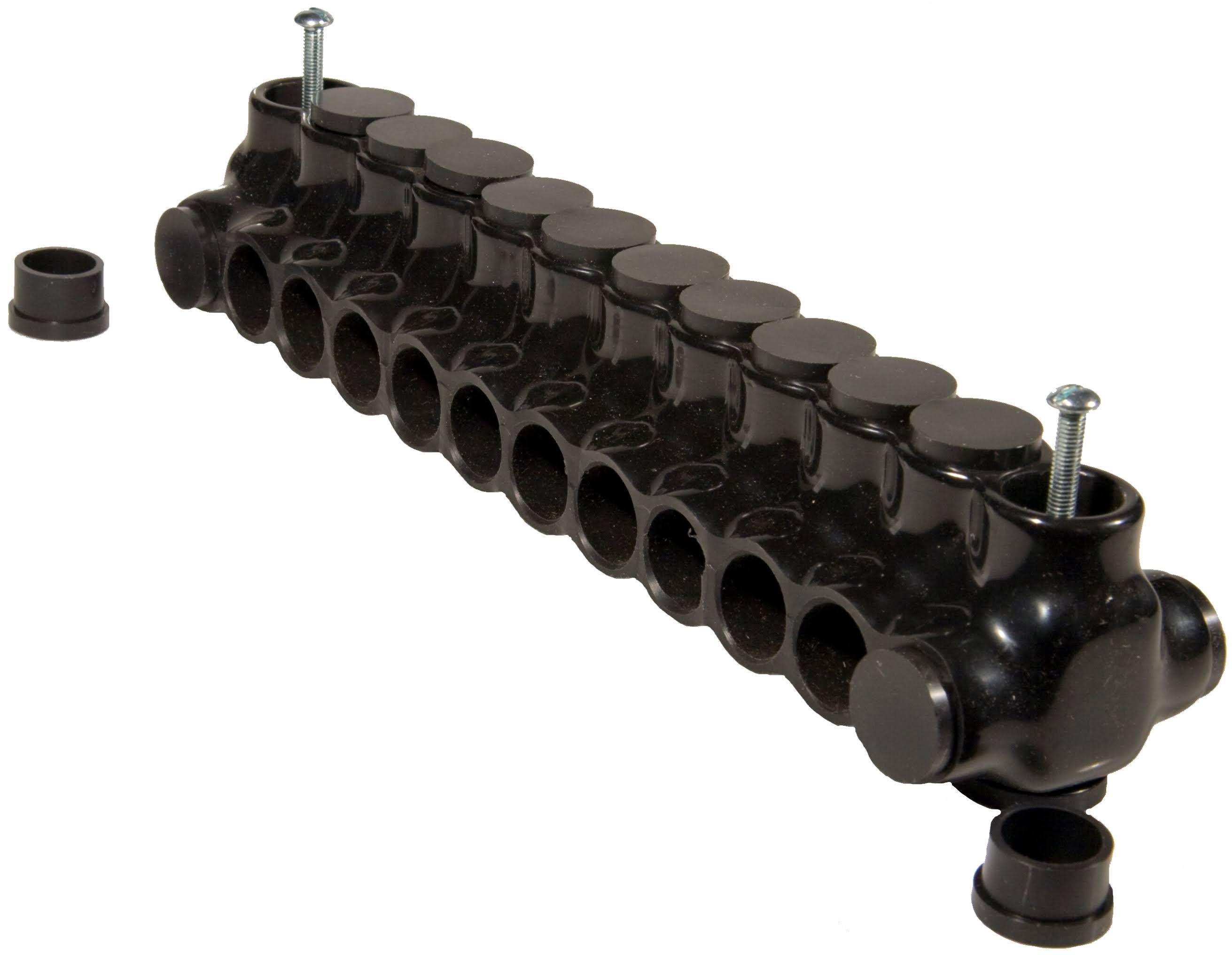 Morris 97860 Black Insulated Mountable - Dual Entry 10 Ports 350 - 6