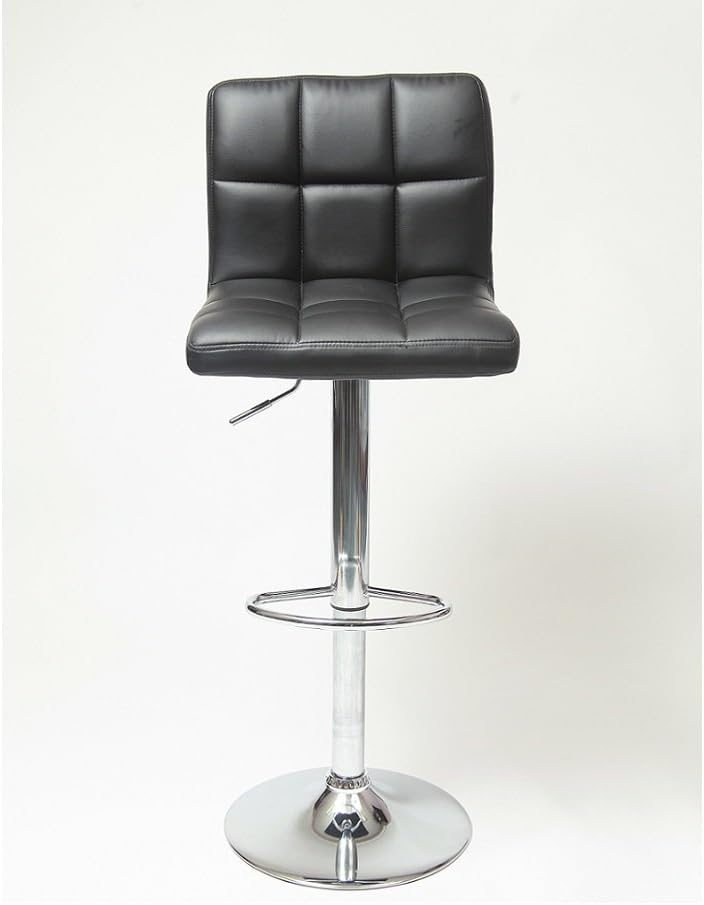 Roundhill Furniture Swivel Black Bonded Leather Adjustable Hydraulic Bar Stool, Set of 2