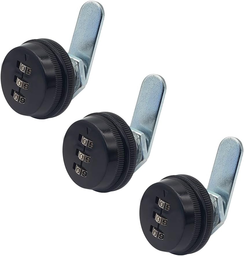 Puyueo 3 Digital Combination Cabinet Lock Combination Cam Lock Cabinet Password Lock Code Lock 3 Packs (Black, 20mm)