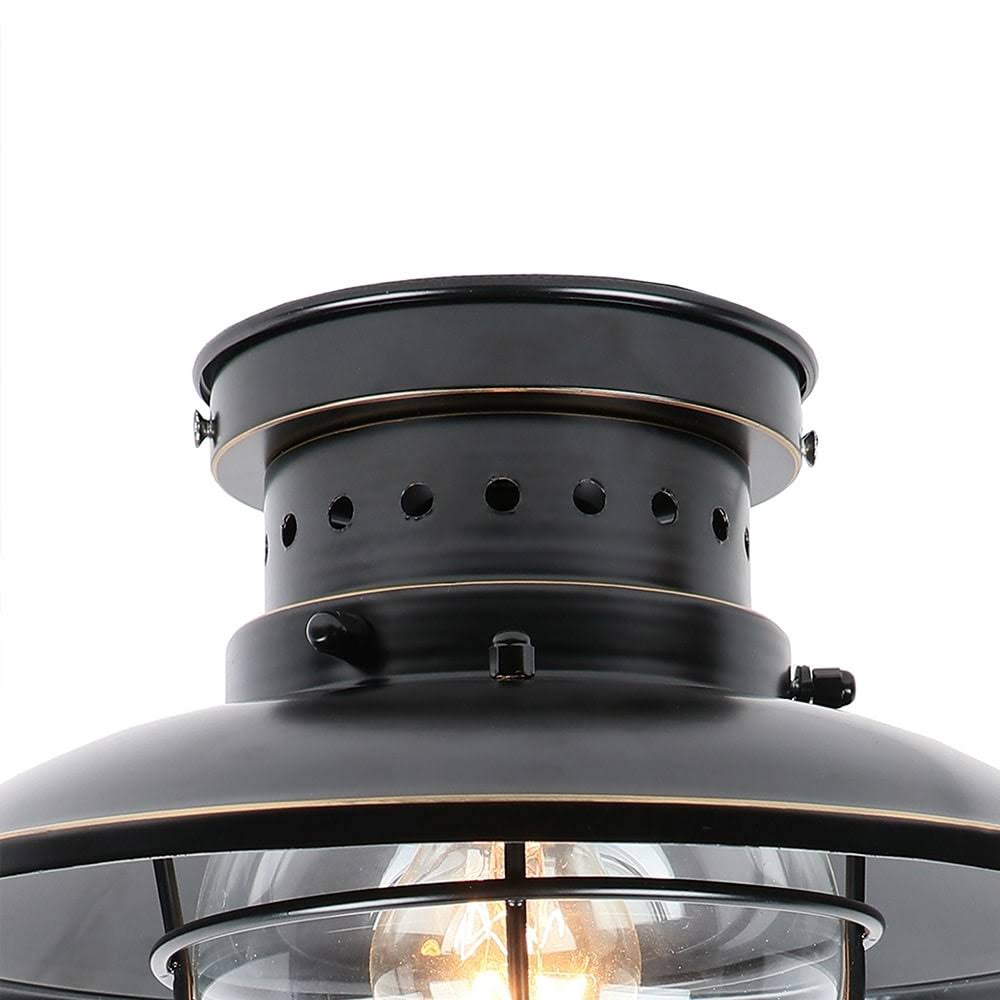 Small 1-Light Imperial Black Outdoor Ceiling Light Flush Mount