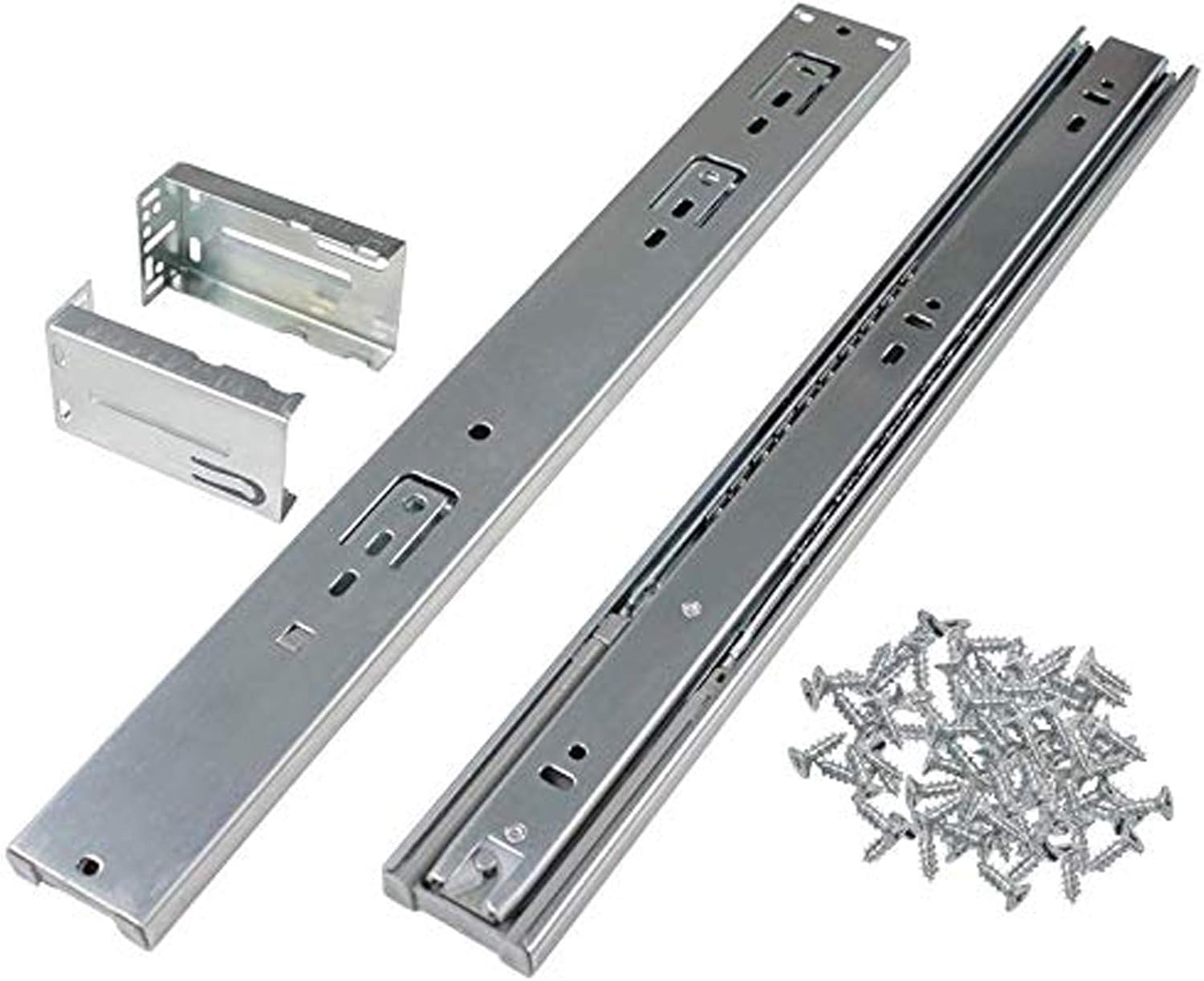 Gobrico 20-Inch Full Extension Telescopic Side/Rear Mount Drawer Slides with Brackets, Soft Closing Ball Bearing Drawer Runners and Glides, Heavy Duty Kitchen Dresser Hardware 6Pairs(12pcs)