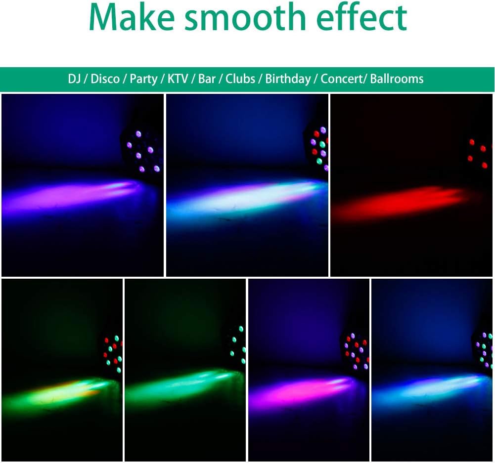 U`King Battery Powered LED Par Lights Wireless Uplights for Events 18W RGB Stage Lighting Up Light Rechargeable 20 Hours by Sound Activated and DMX Control Uplighting for Wedding DJ Disco Show Church Pack of 2