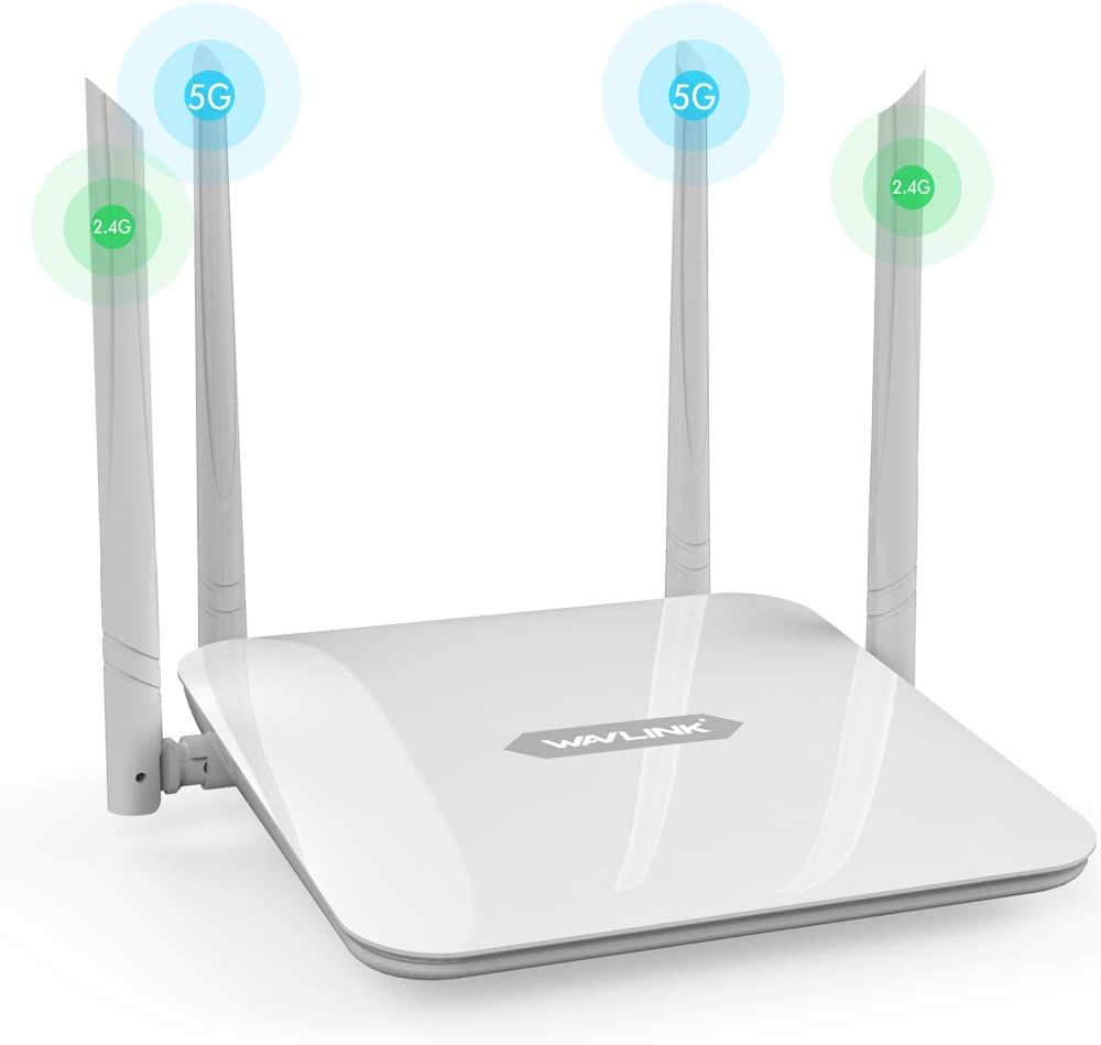 WiFi Router 1200Mbps, WAVLINK Smart Router Dual Band 5Ghz+2.4Ghz, Wireless Internet Routers for Home & Gaming with Amplifiers PA+LNA | 2x2 MIMO Antennas | Support Router/Access Point/WISP Mode Pack of 2