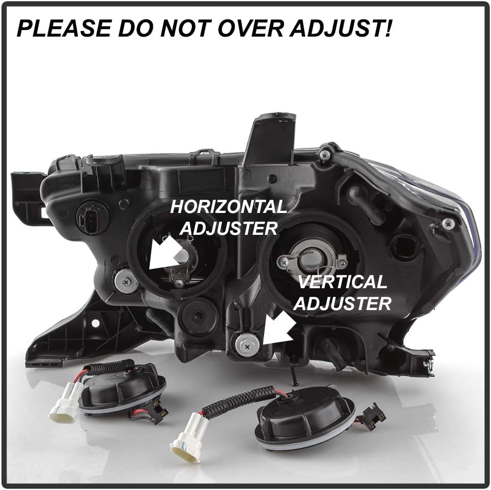 ACANII - Black Smoked LED Sequential DRL Headlamps For 2016-2018 Toyota Tacoma SR W/O DRL Headlights Driver & Passenger