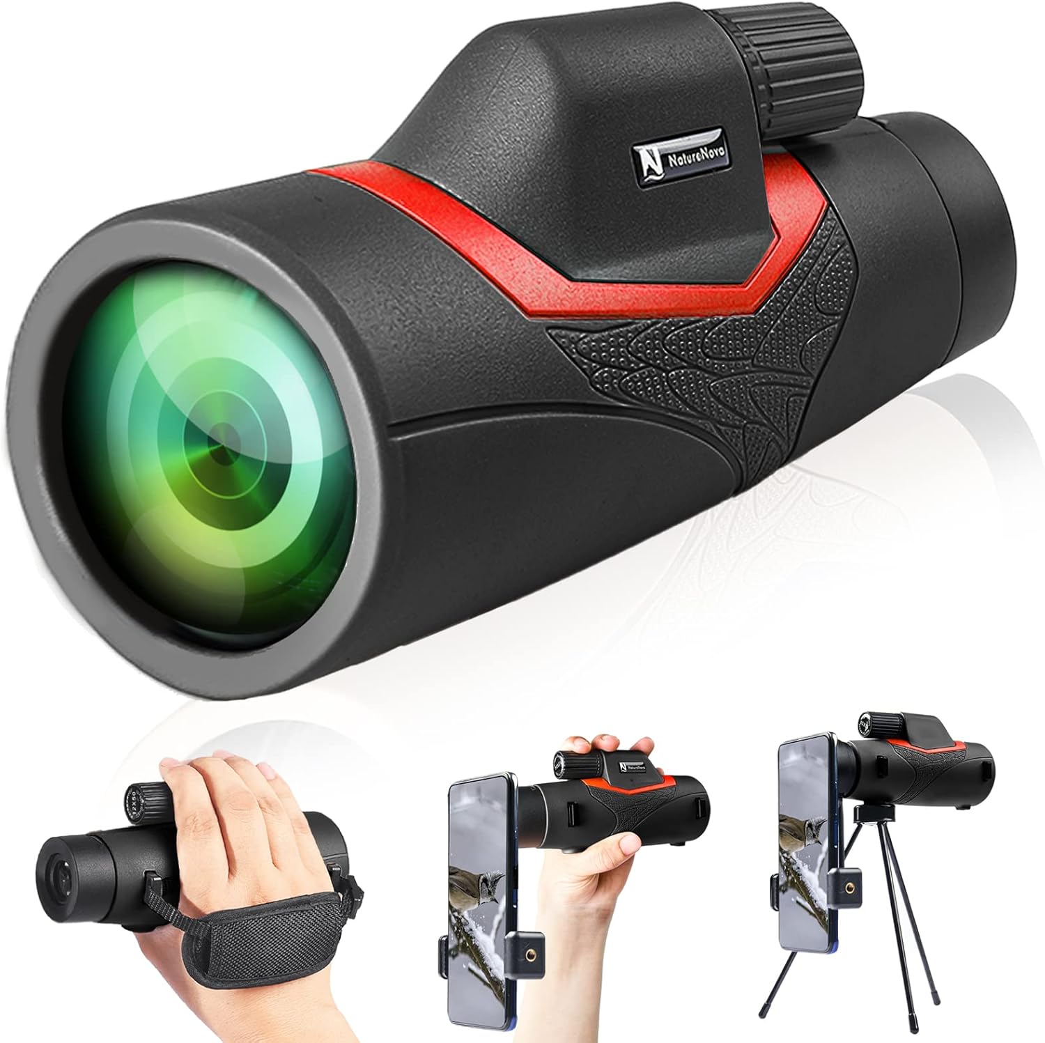 Monocular Telescope for Smartphone 12x50 Night Vision High Power Monocular Compact BAK4 Prism HD Waterproof with Holder & Tripod Zoom for Wildlife Bird Watching Hunting Camping for Adults (Sand)