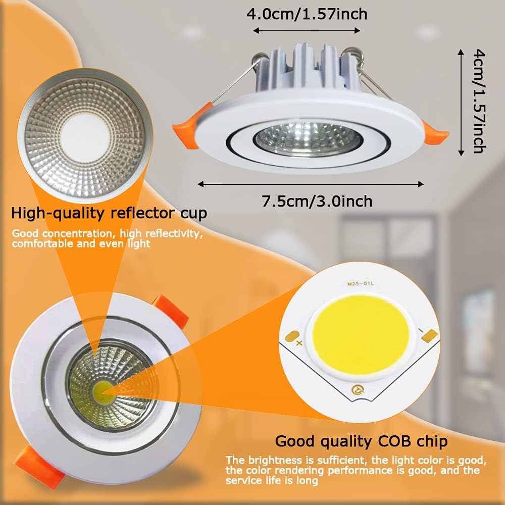 Floodoor Boat Recessed Ceiling Light, 12V LED Light for RV Interior, 3 inch Small Recessed Cabinet Lighting, 4000k Cool White LED RV Puck Lights, Super Slim Downlights Camper Interior Lights(6 Pack)