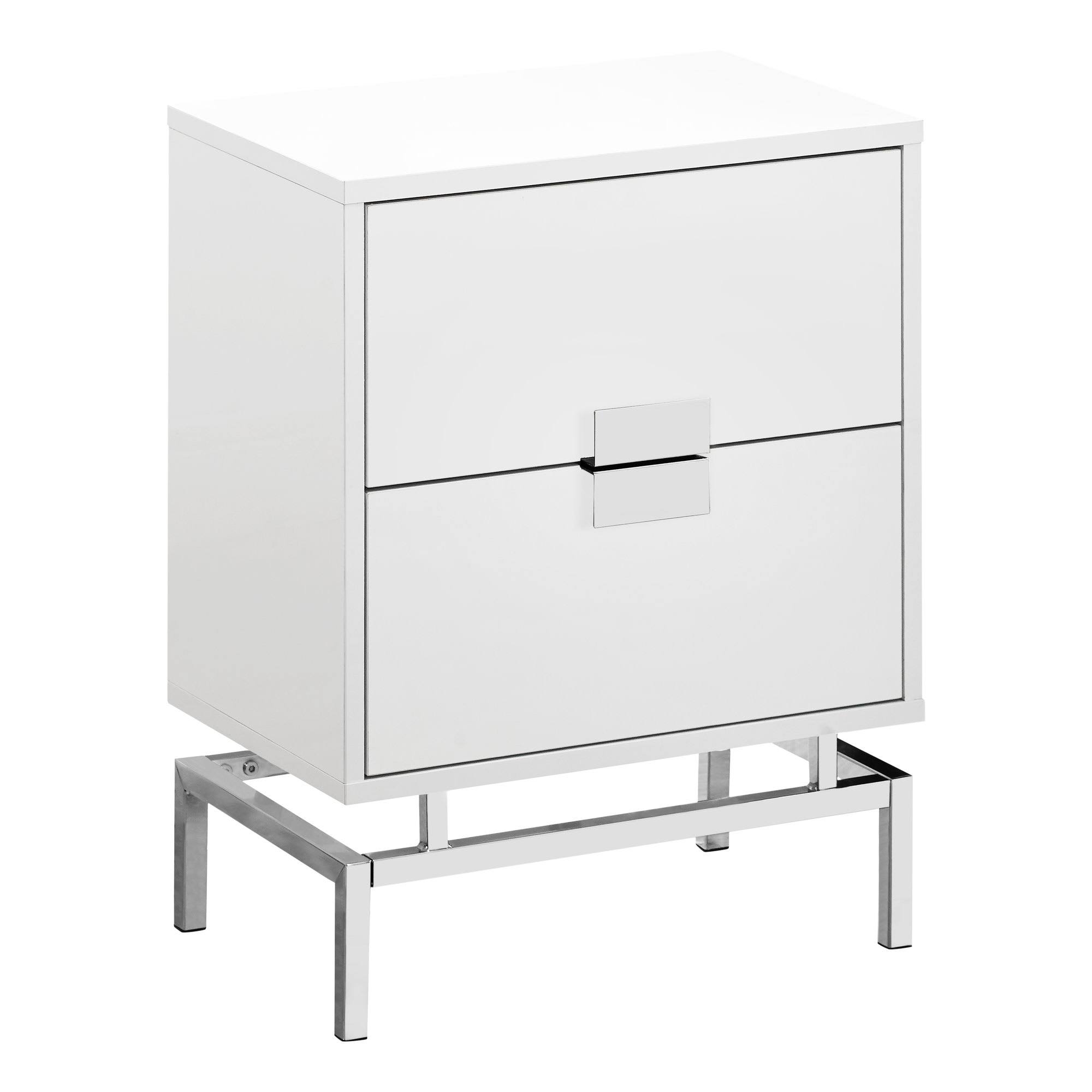 23.5x22 Glossy White and Silver Contemporary Rectangular Side Accent Table - 33819593