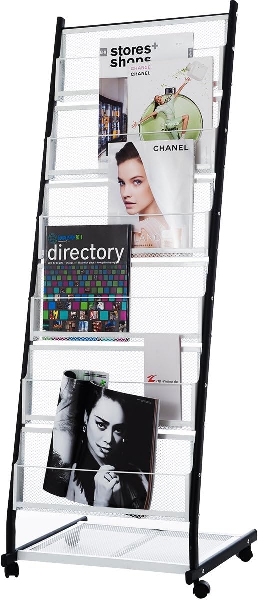 BLOVE Brochure Display Stand Floor Standing Literature Magazine Rack Holder Newspaper Stand with 6 Pockets(Shelves) for Products Exhibition Fairs Show