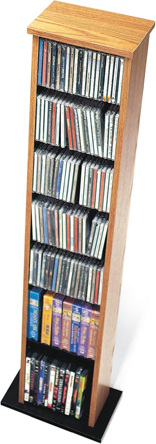 Oak & Black Slim Multimedia Storage Tower Pack of 2
