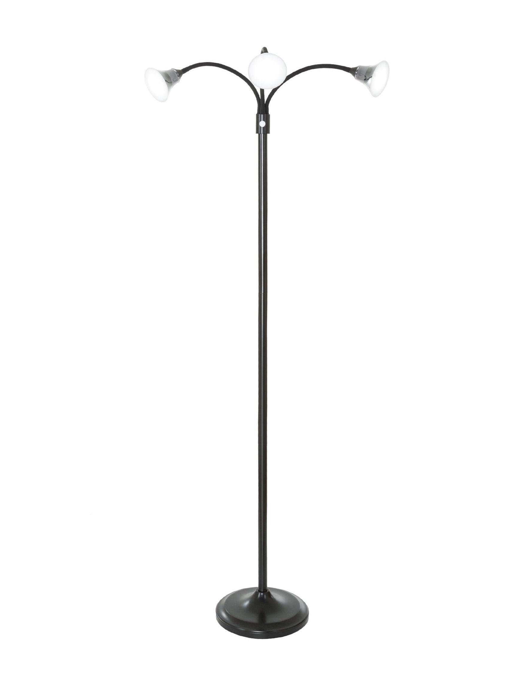 Lavish Home M100018 3 Head Floor Lamp LED Light with Adjustable Arms of Touch Switch u0026 Dimmer Black