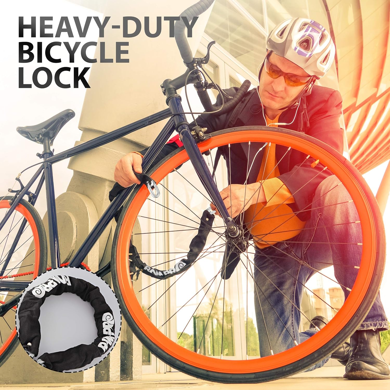 Ram Pro 3ft Heavy Duty Square Link Bike Chain Made with Hardened Steel Protected from Prying, Sawing, and Cutting Perfect for Protecting Bike and Properties (Pack of 2)