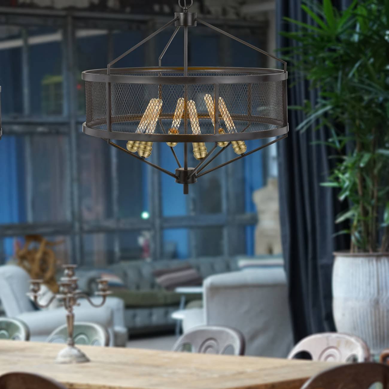 30x22 x 30x22 x 29x22 Metal Chandelier with Accents Antique Brass - Cal Lighting 80559341