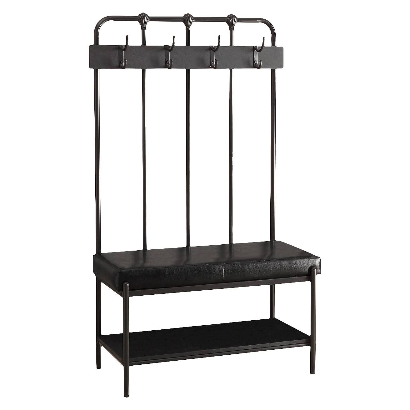 Metal Entry Bench with Coat Rack Gray 60 EveryRoom Charcoal Gray