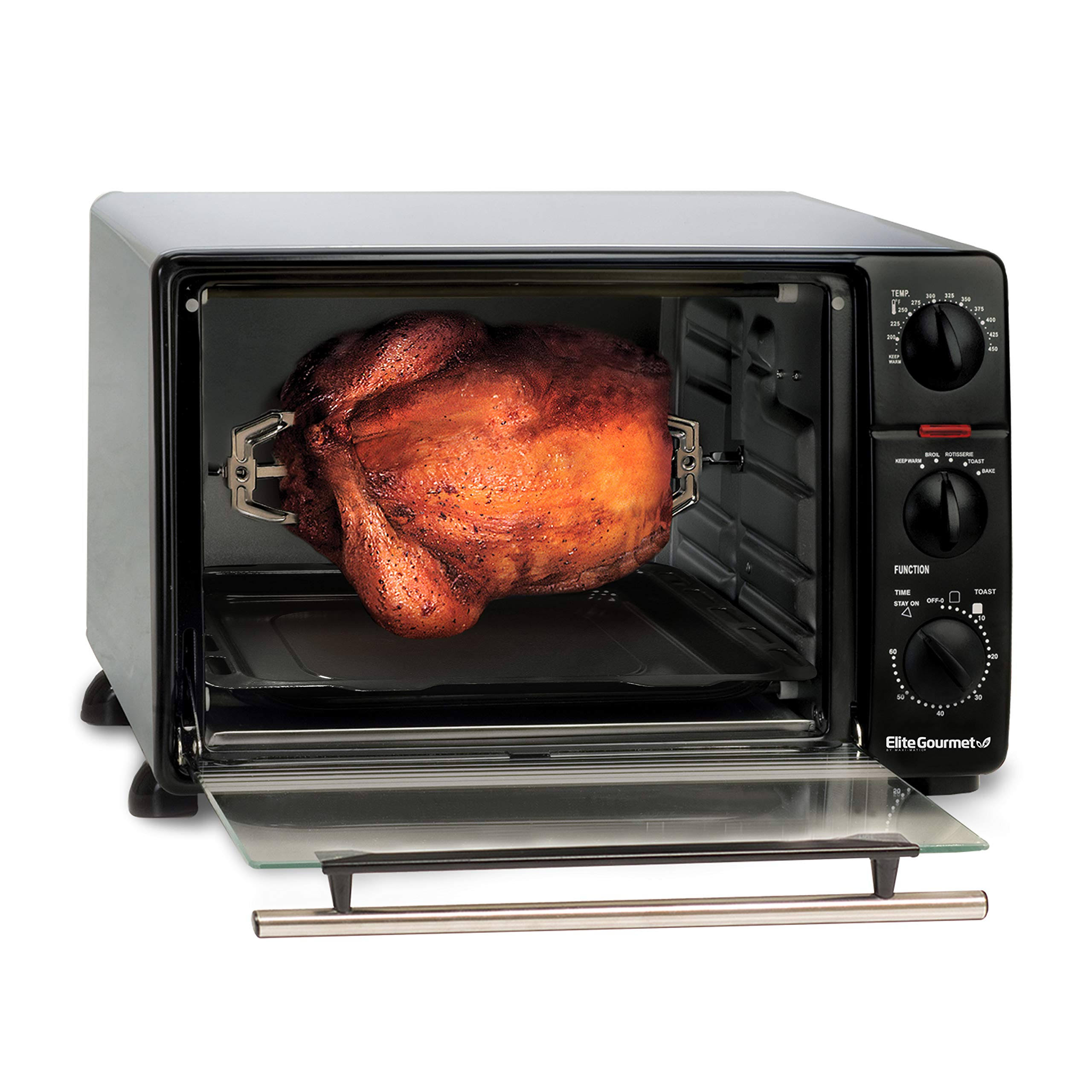 Elite Cuisine 0.8Cu. ft. Toaster Oven Broiler with Rotisserie (Black)