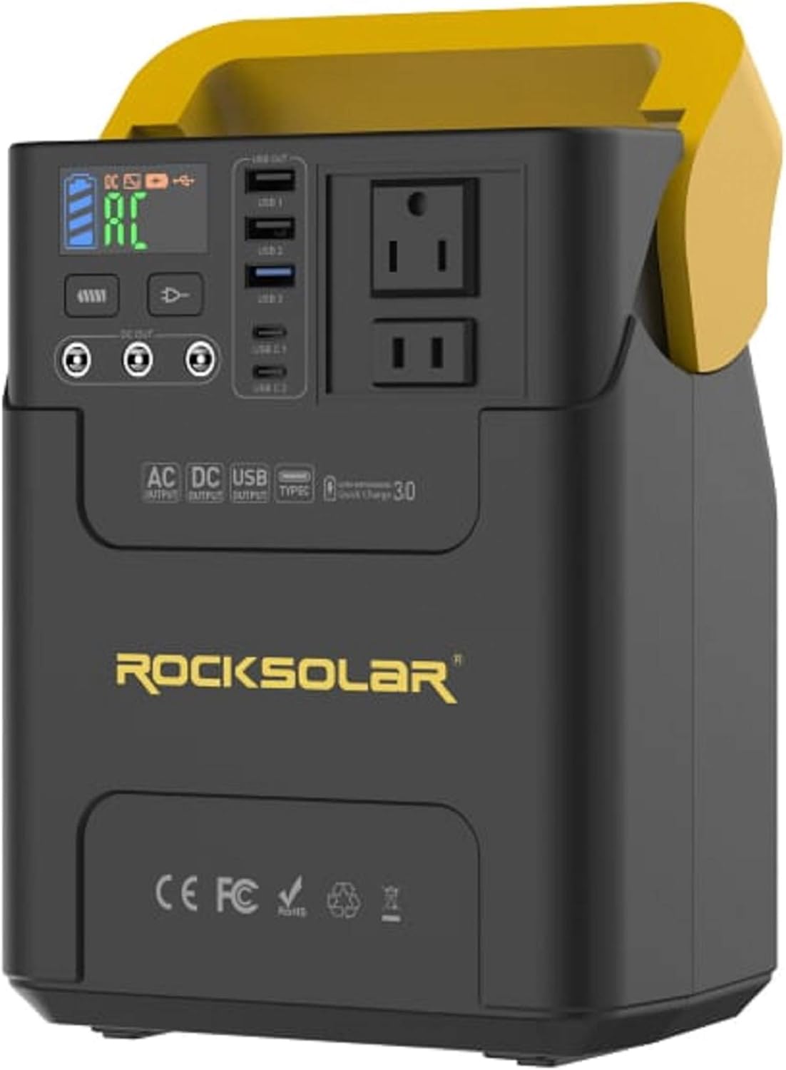 ROCKSOLAR Portable Power Station 100W Adventurer RS328 - 222Wh Backup Lithium Battery, Solar Generator Power Supply with AC/USB/12V DC Outlets for Camping, RV, Home, Outdoor, Emergency