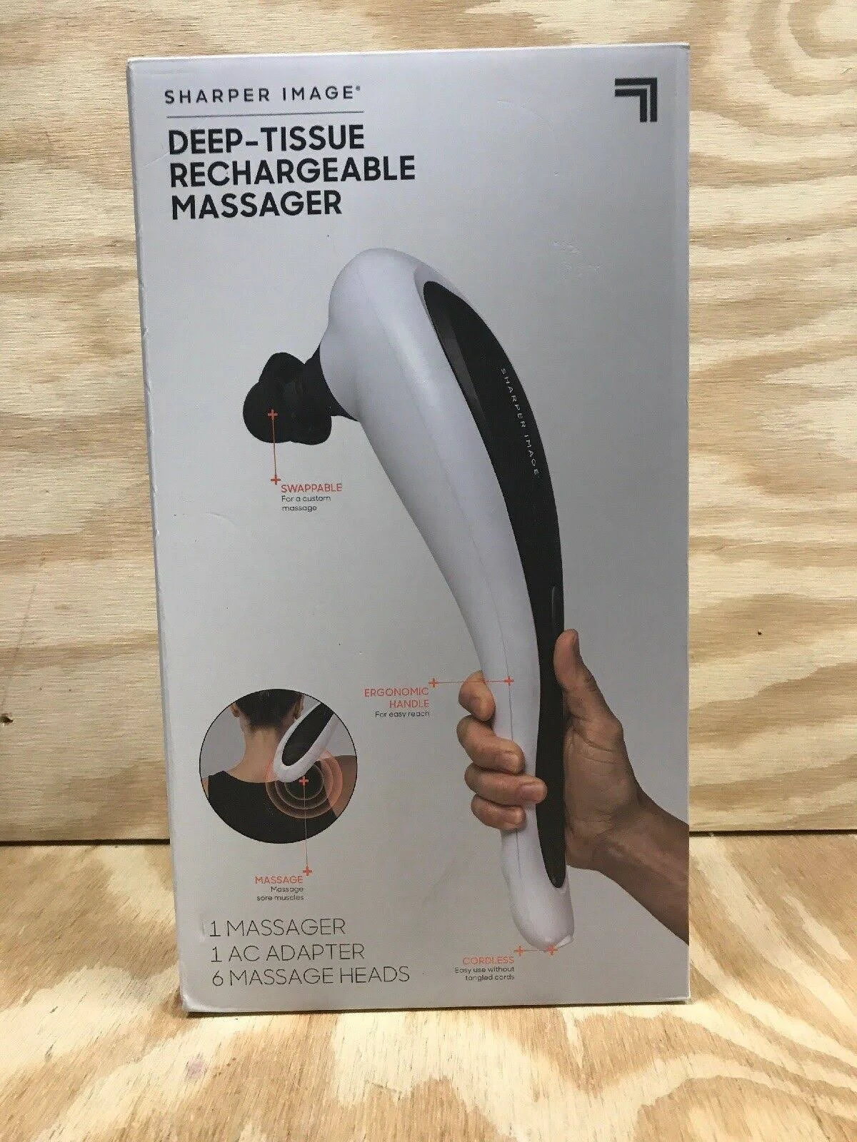 Sharper Image Cordless Deep-Tissue Neck and Back Massager with Swappable Heads