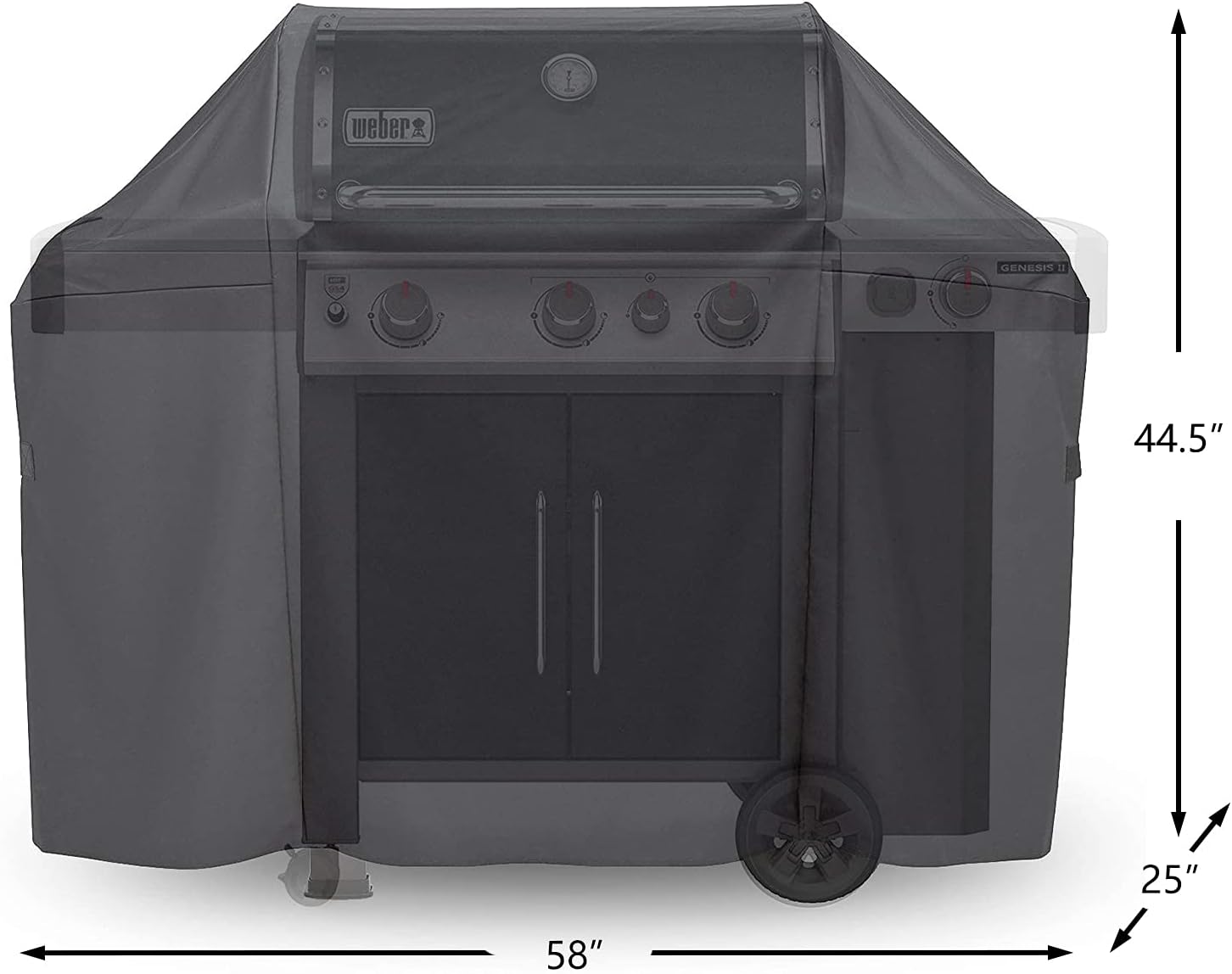 Grisun 7130 Grill Cover for Weber Genesis II 300, Genesis 300 Series Grills, Heavy Duty Waterproof Gas Grill Covers Fits for Genesis II LX 300 Series, All Weather Protection BBQ Cover, 58 Inches Pack of 2