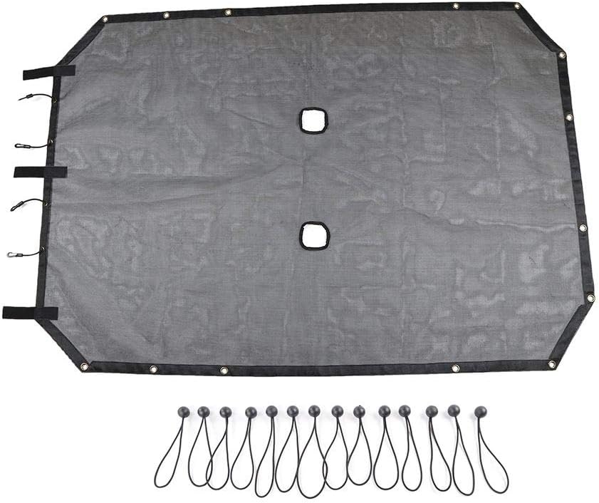 JeCar 4 Door Durable Polyester Mesh Shade Top Cover Provides UV Sun Protection for Jeep Wrangler JK & Unlimited 2007-2018 (Black)