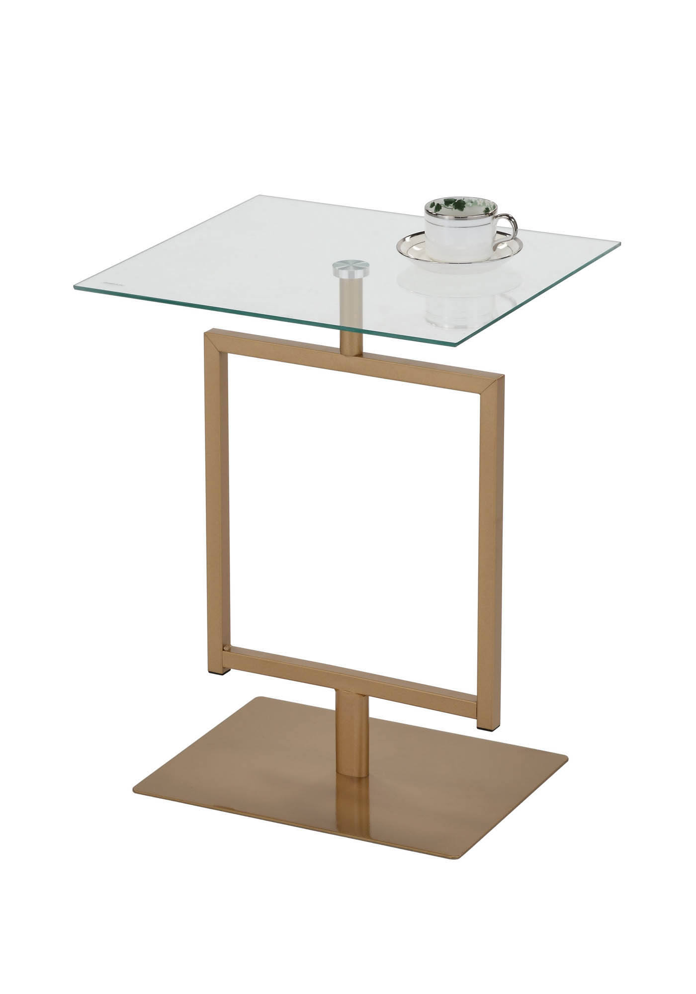 Pilaster Design Doolins Modern Accent Side End Table, Gold Metal Frame u0026 Tempered Glass Top