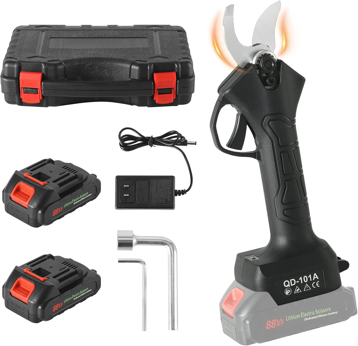 WBLLGG Electric Pruning Shears with Brushless Motor 2 Pack Backup 4000 mAh Rechargeable Battery,Professional Electric Scissors for Cutting Branches, 4-6 Working Hours, Max Cutting Diameter 1.6 Inch