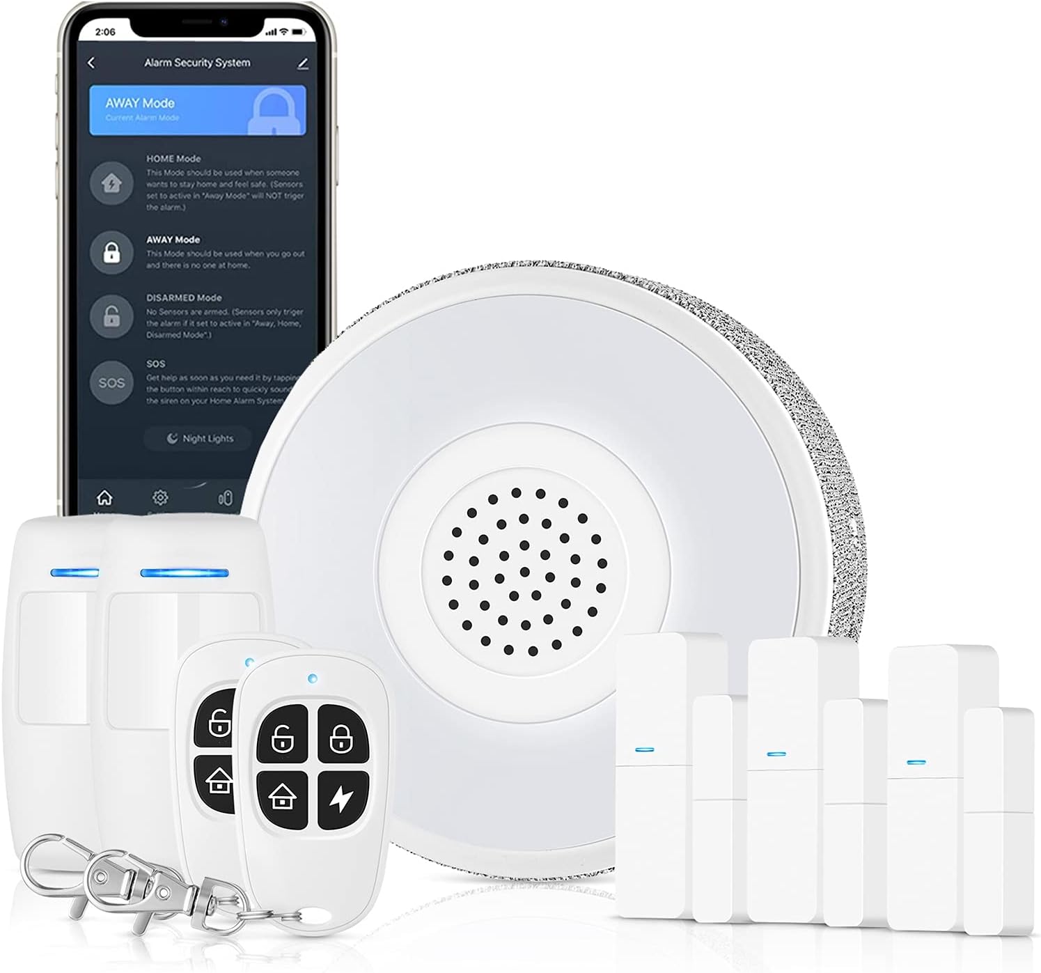 Smart Security System WiFi Alarm System Kit Wireless with APP Push and Calling Alarms DIY No Monthly Fee for Home Apartment Office Store and Business Pack of 2