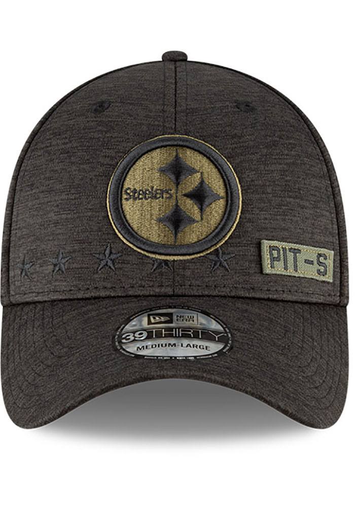 Pittsburgh Steelers New Era 2020 Salute to Service 39THIRTY Flex Hat - Heather Black