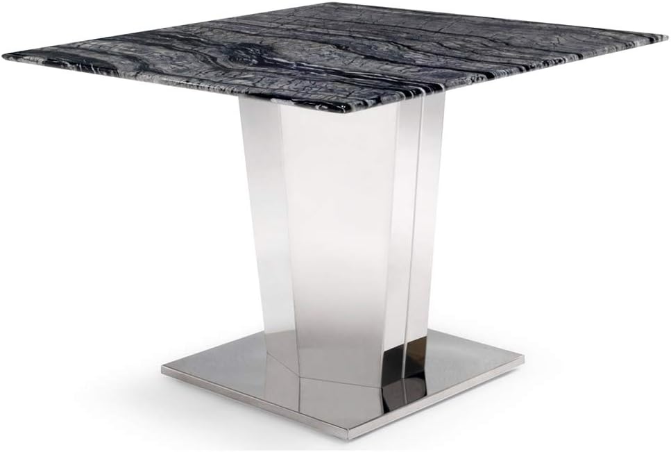 Zuri Furniture Black and White Marble Brushed Stainless Steel Sirah End Table