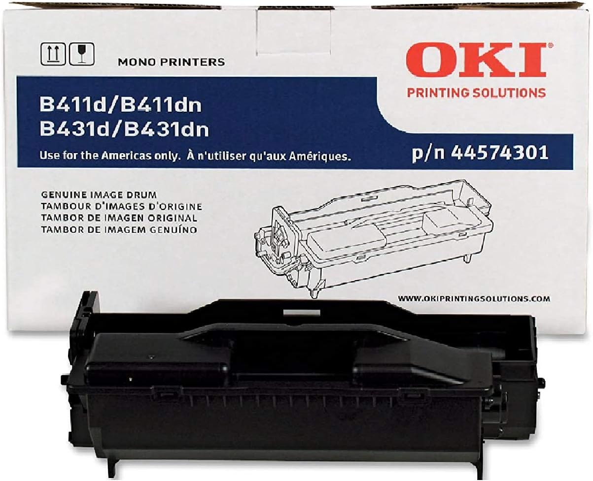 Okidata 44574301 Black Drum for B411d, B411dn, B412dn, B431d, B431dn, B432dn, B512dn, MB461, MB471, MB471dnw, MB471w, MB472dnw, MB472w, MB491, MB491 Plus LP, MB492, MB492dn, MB562w