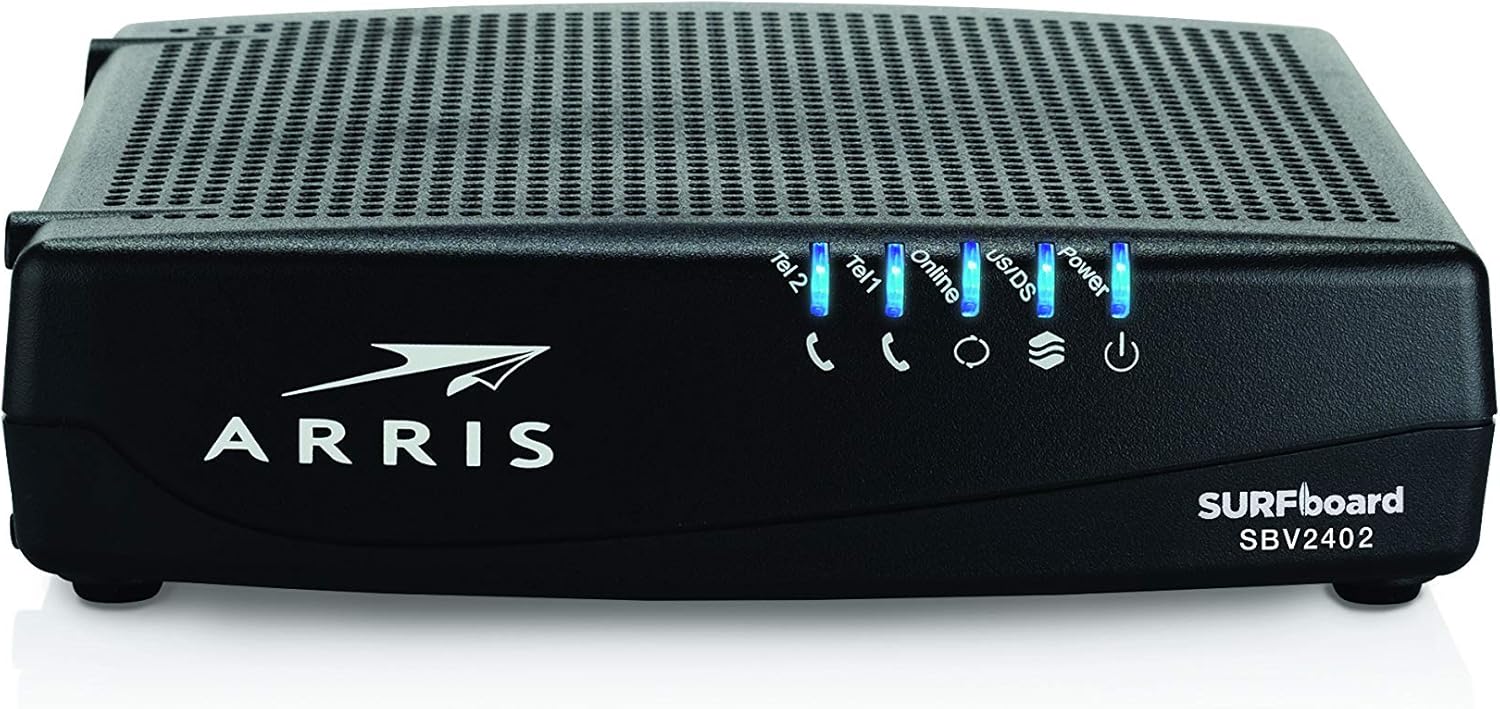 ARRIS Surfboard SBV2402 DOCSIS 3.0 Cable Modem | Certified for Xfinity Internet & Voice (Black) for Plans up to 800 Mbps