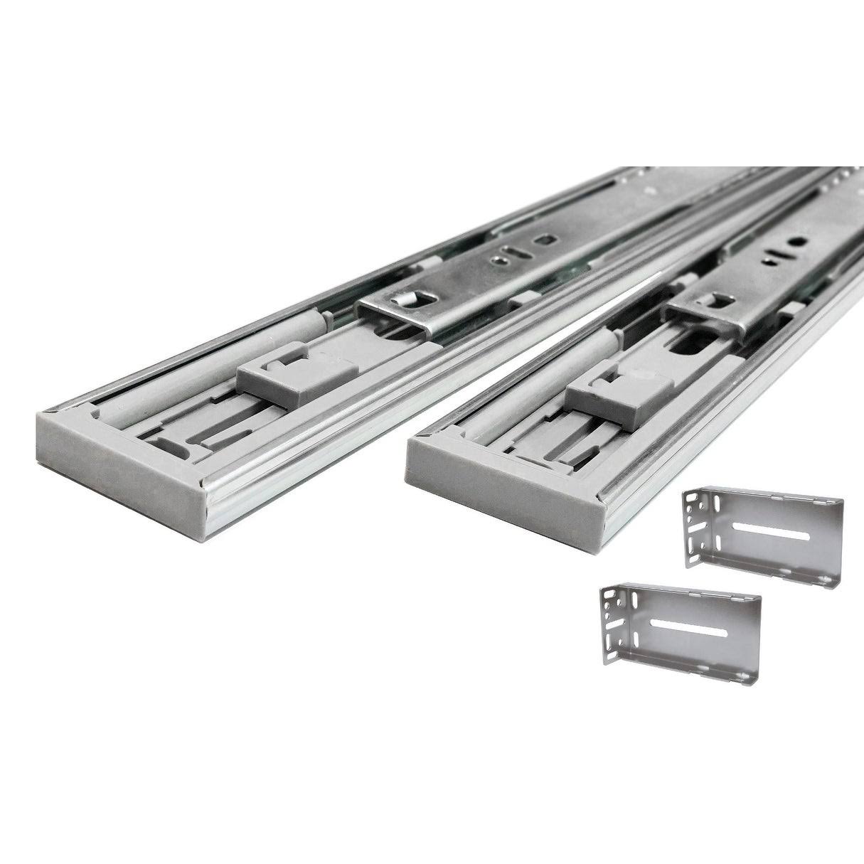 Hydraulic Soft Close 14-inch Full Extension Drawer Slides with Rear Mounting Brackets (Pack of 5 Pair)