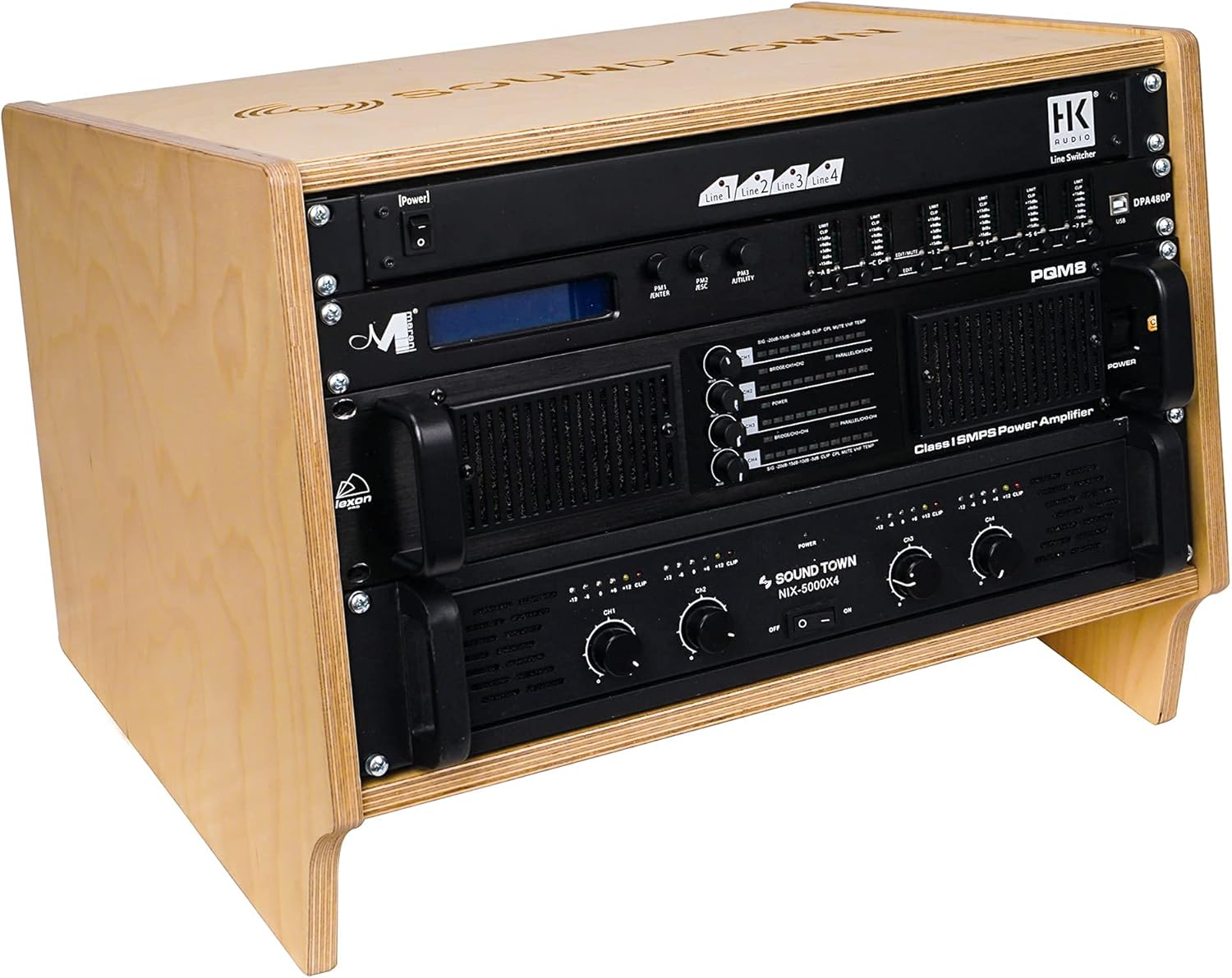 Sound Town 6U Space Baltic Birch Plywood Angled Desktop Turret Studio Equipment Rack (SDRK-6SL)