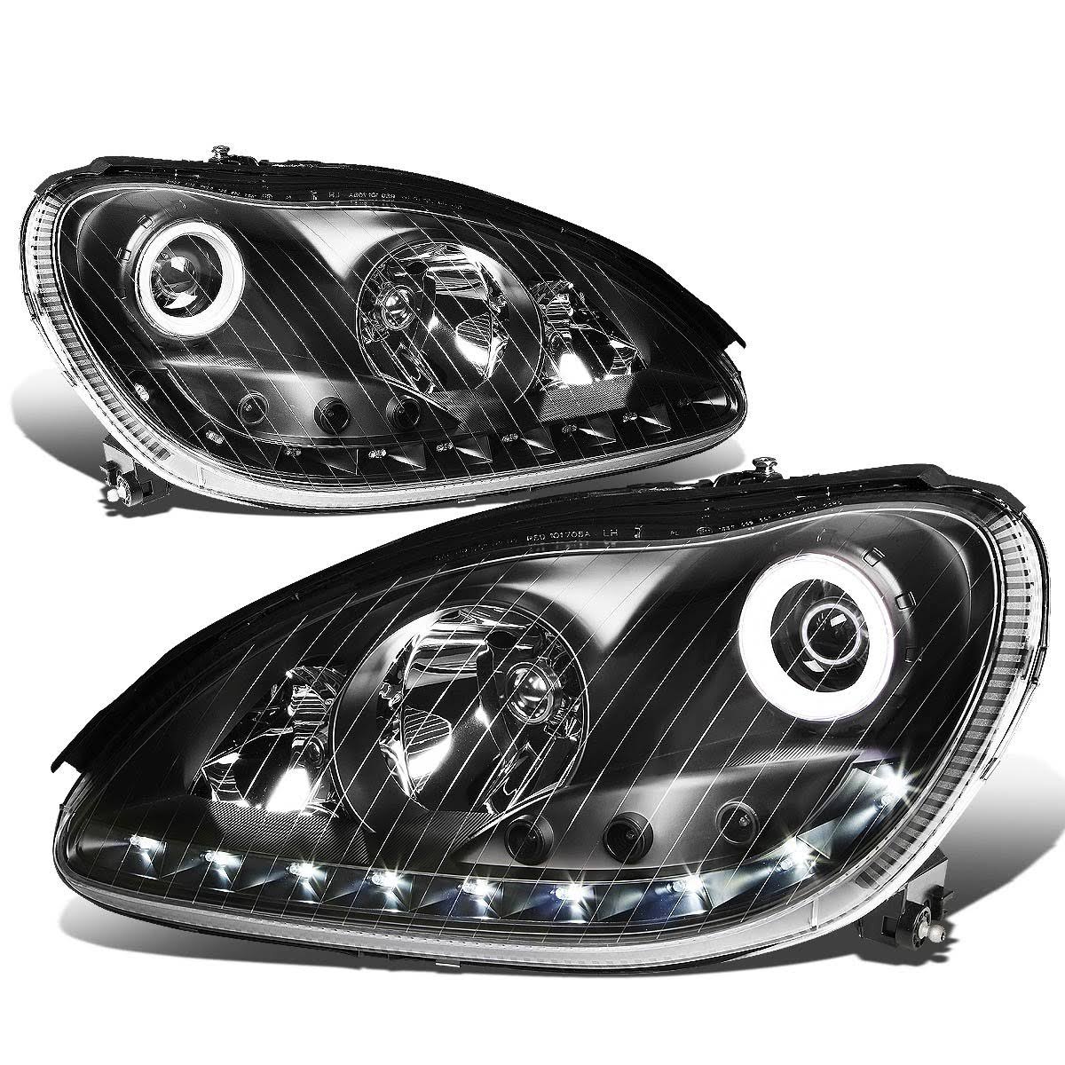 DNA Motoring Mercedes-Benz S-Class W220 Black Housing Halo Projector LED Headlight