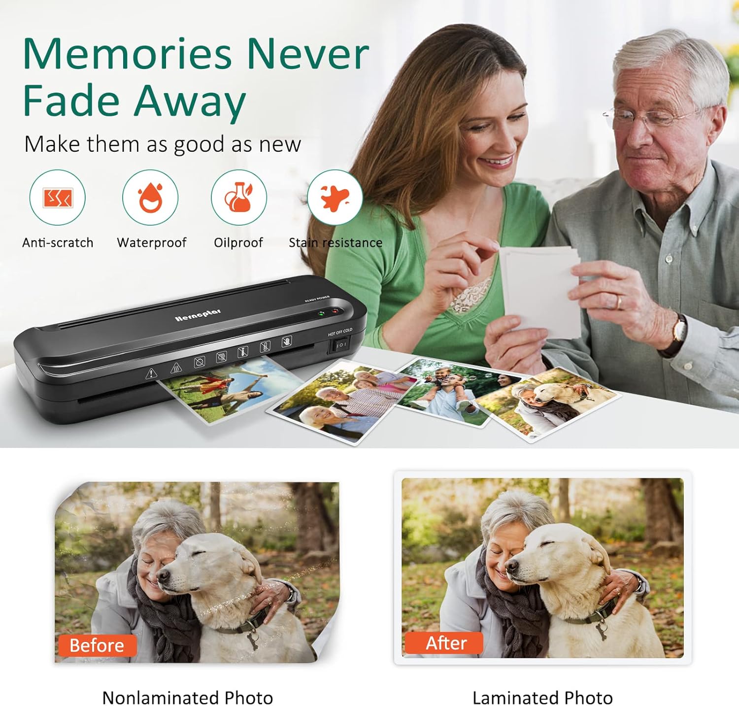 Laminator Machine, Herncptar 4-in-1 Thermal Laminator with 20 Laminating Sheets, Personal A4 Desktop Laminating Machine with Paper Trimmer and Corner Rounder for Office Home School