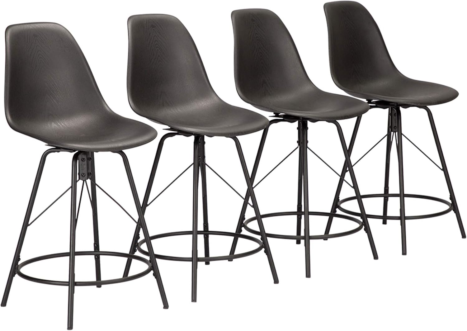 Alunaune Swivel Counter Bar Stools Set of 4 with Backs Mid Century Modern Armless Bar Height Side Chairs (24 inch,White)