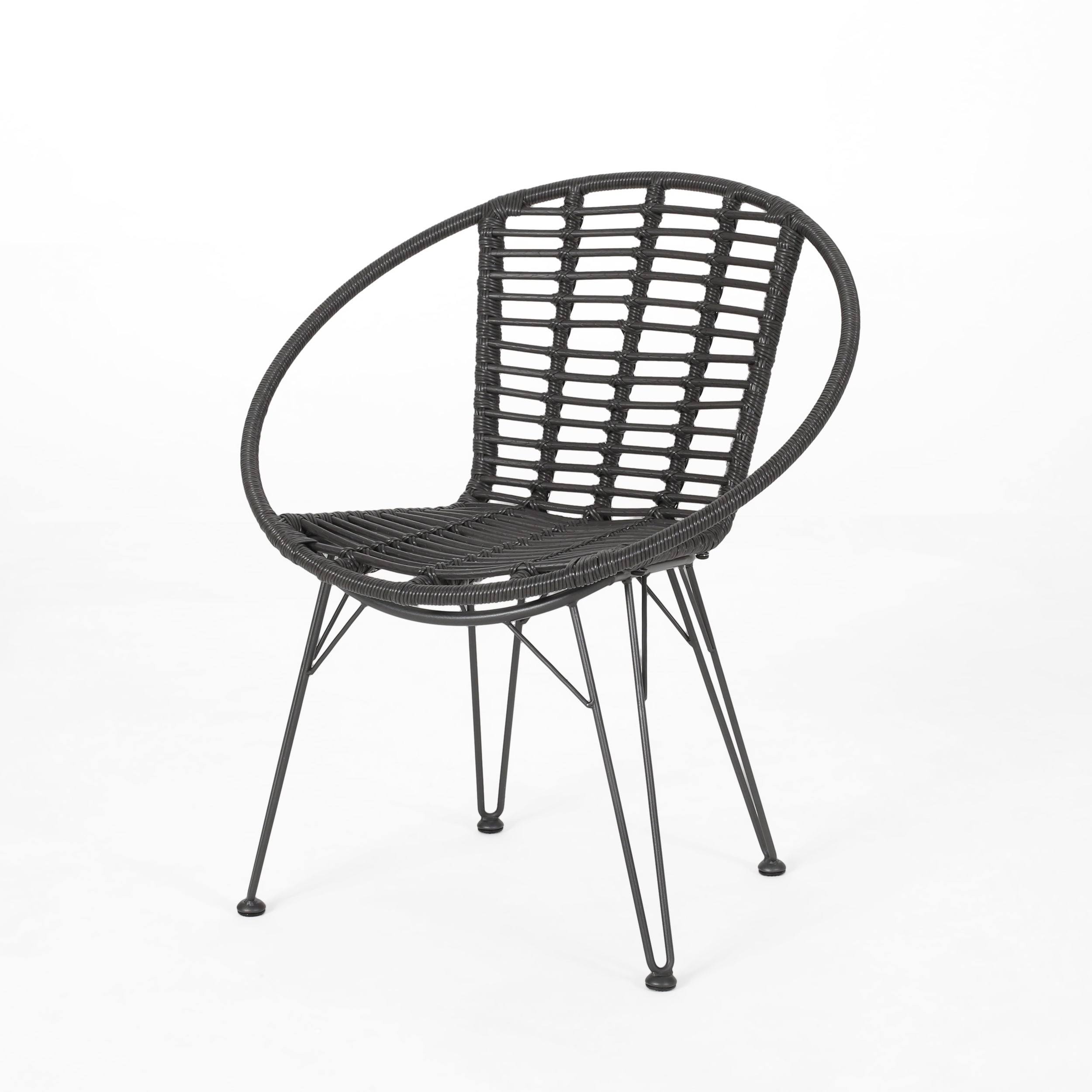 Highland Outdoor Wicker Dining Chairs (Set of 2) by Christopher Knight Home - Light Brown+Black