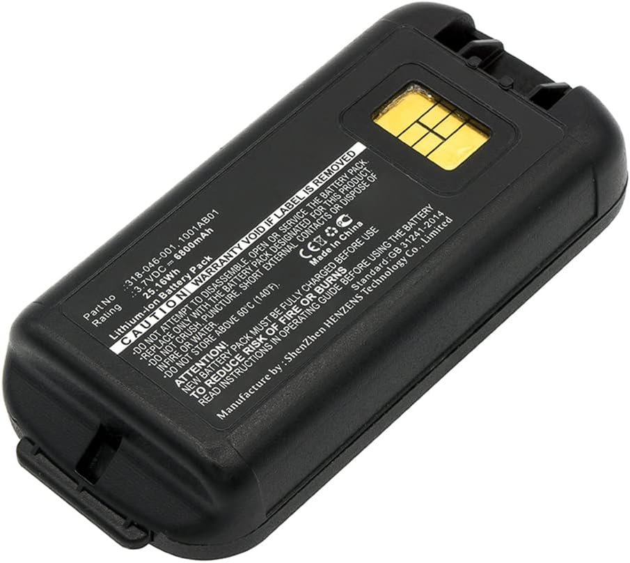 Synergy Digital Barcode Scanner Battery, Compatible with Intermec CK70 Barcode Scanner, (Li-ion, 3.7V, 6800mAh) Ultra High Capacity, Replacement for Intermec 1001AB01 Battery Pack of 2