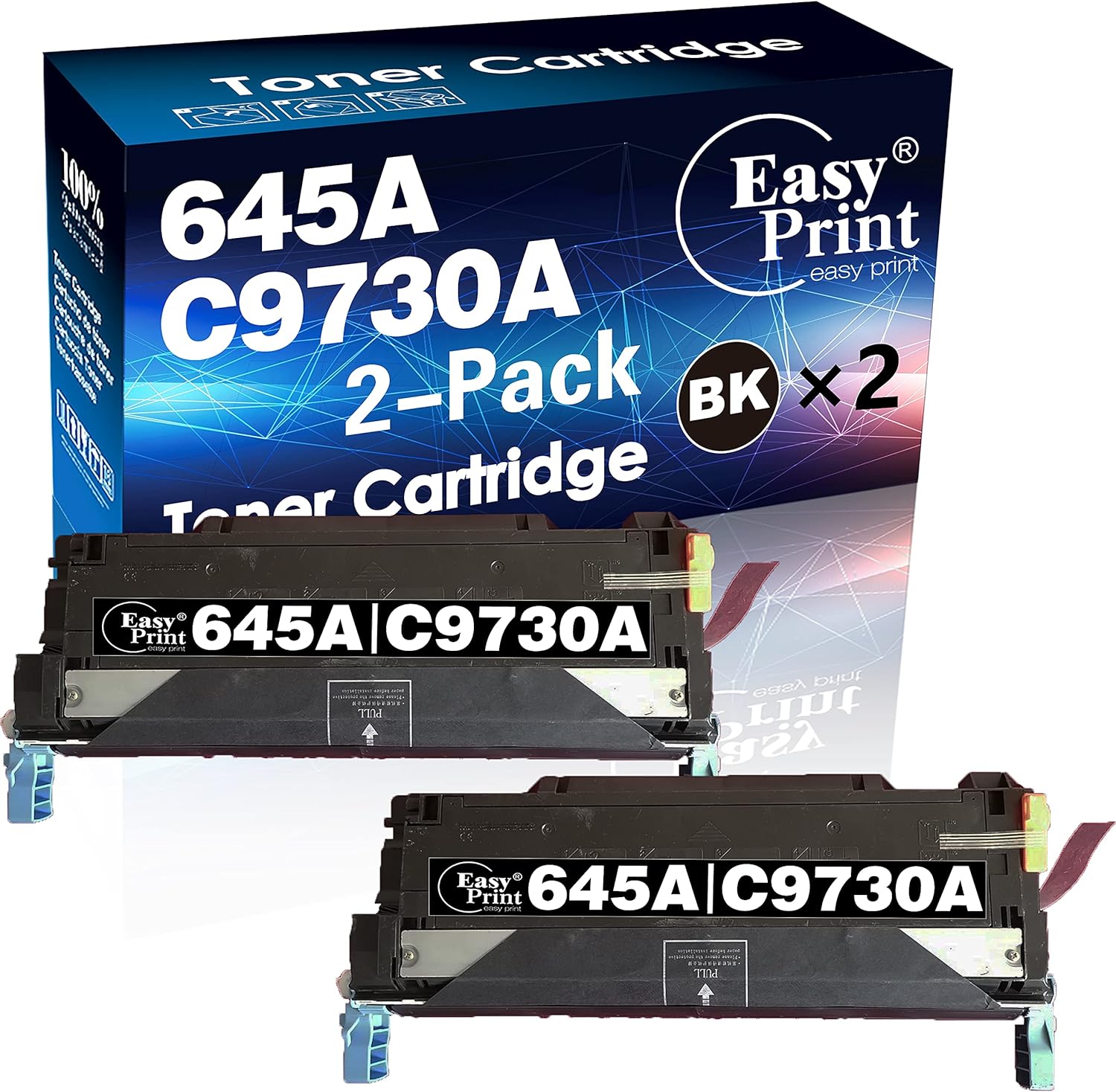 EASYPRINT (2X Black) Compatible 645A 9730A Toner Cartridges C9730A Use for HP 5500N 5500DN 5500DTN 5550N 5550DN 5550DTN 5550HDN, (2-Pack)